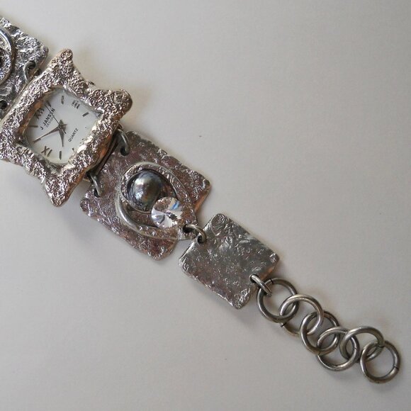 Silver Square Watch Crystal Gemstone Handcrafted Unique Wristwatch New Gift - Picture 3 of 5